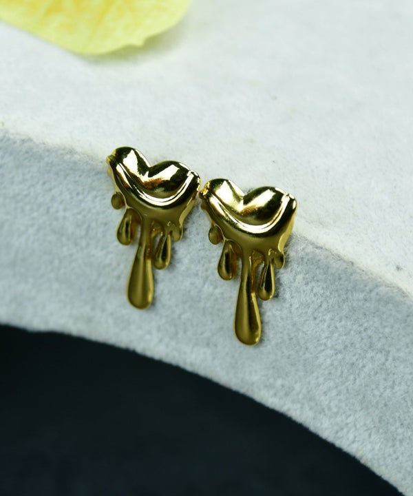 Sowpeace Melting Hearts Gold Stainless Steel Earrings | Elegant One‑Size Lightweight Jewelry for Women & Daily Wear — main view