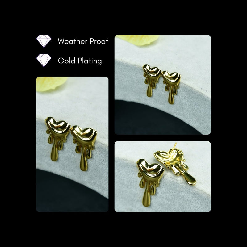 Sowpeace Melting Hearts Gold Stainless Steel Earrings | Elegant One‑Size Lightweight Jewelry for Women & Daily Wear – view 4