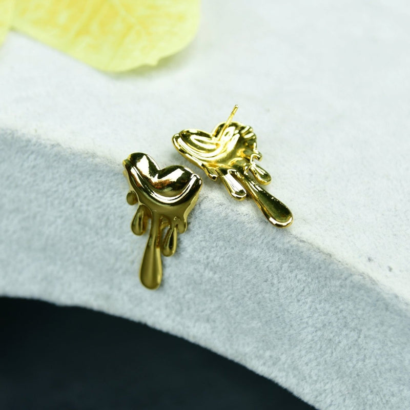 Sowpeace Melting Hearts Gold Stainless Steel Earrings | Elegant One‑Size Lightweight Jewelry for Women & Daily Wear – view 2