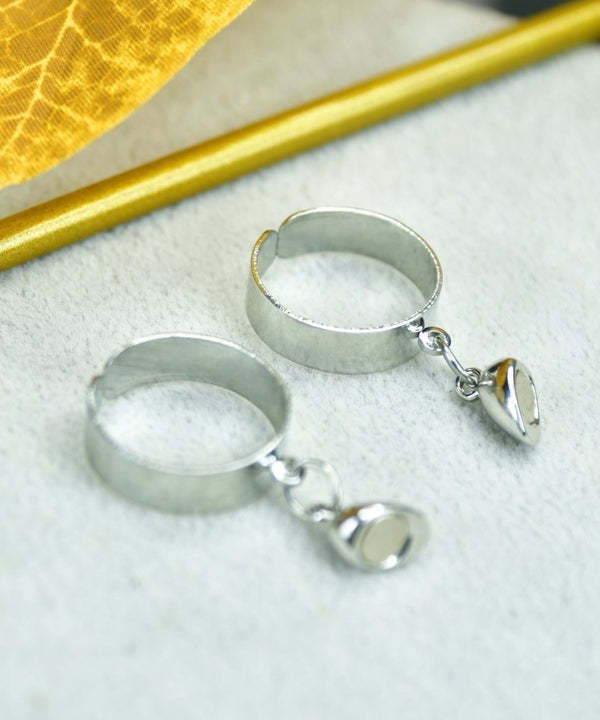Sowpeace Metal Half Heart Magnetic Ring Stainless Steel | Romantic One‑Size Adjustable Couple Jewelry — image 2