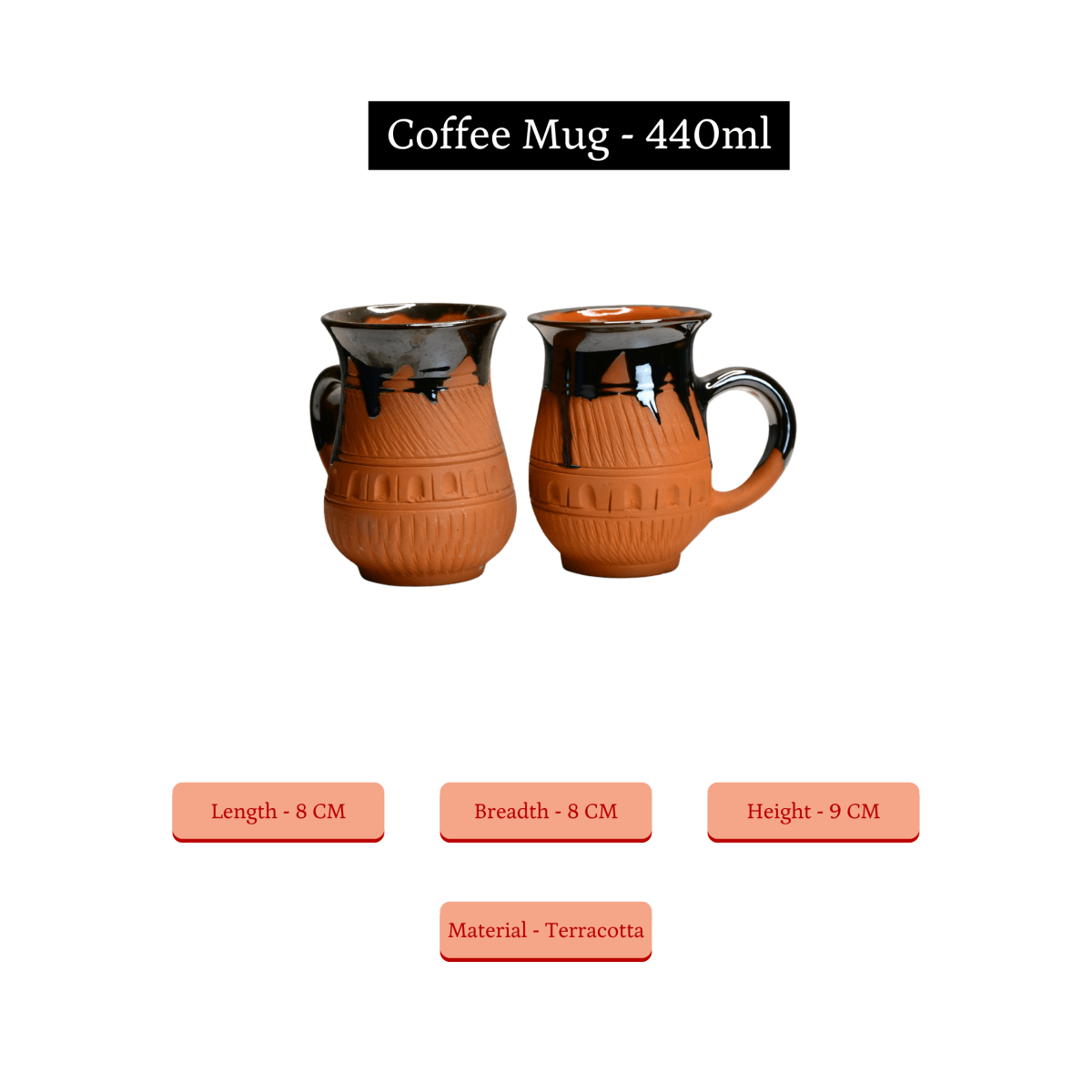 Sowpeace Mug in Coffee (Set of 2) | Handcrafted Terracotta Coffee & Tea Mugs for Gifting & Daily Use - Sowpeace - 