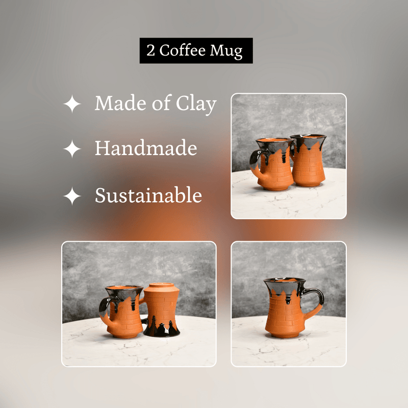Sowpeace Mug of Smile (Set of 2) | Handcrafted Terracotta Coffee & Tea Mugs for Gifting & Daily Use – view 4