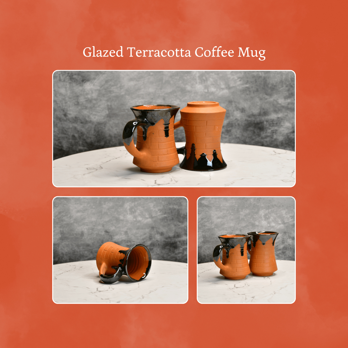 Sowpeace Mug of Smile (Set of 2) | Handcrafted Terracotta Coffee & Tea Mugs for Gifting & Daily Use - Sowpeace - 