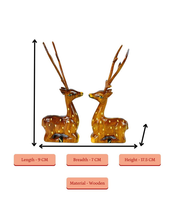 Sowpeace Pair of wooden sitting deer Artisan Decor — image 4