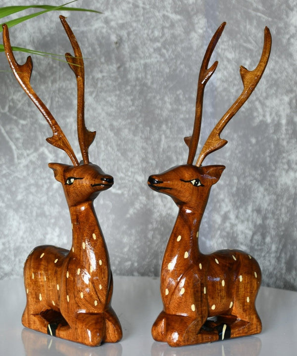 Sowpeace Pair of wooden sitting deer Artisan Decor — image 6