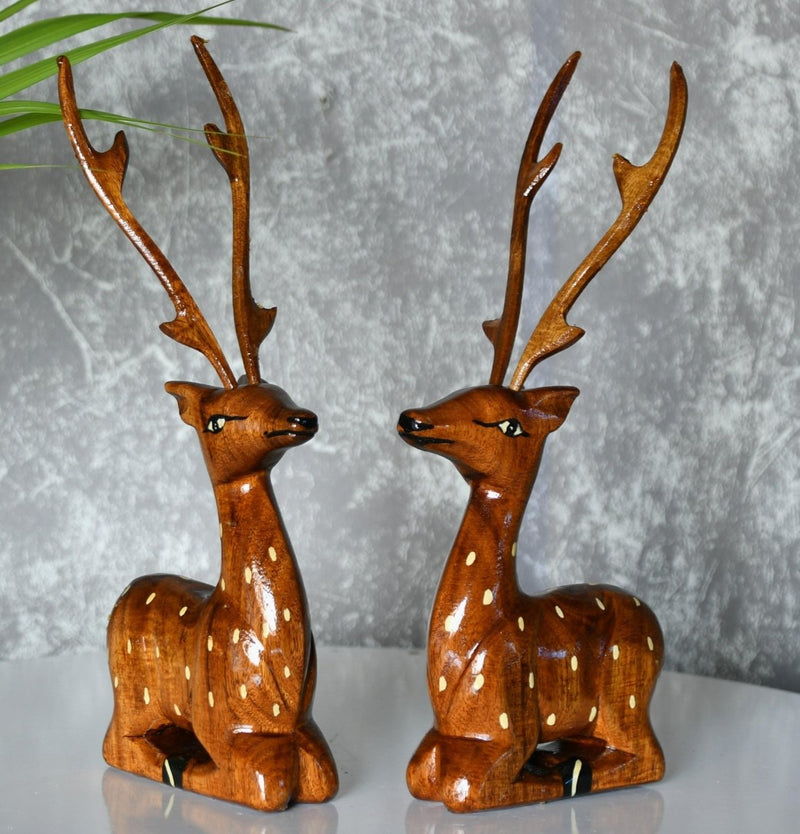 Sowpeace Pair of wooden sitting deer Artisan Decor – view 6
