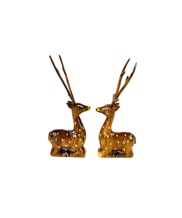 Sowpeace Pair of wooden sitting deer Artisan Decor — image 7