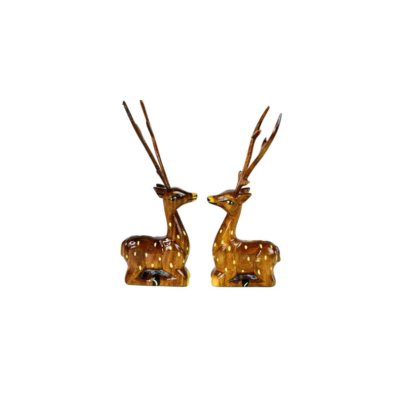 Sowpeace Pair of wooden sitting deer Artisan Decor – view 7