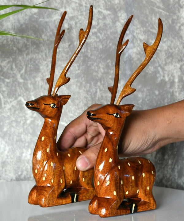 Sowpeace Pair of wooden sitting deer Artisan Decor — image 5