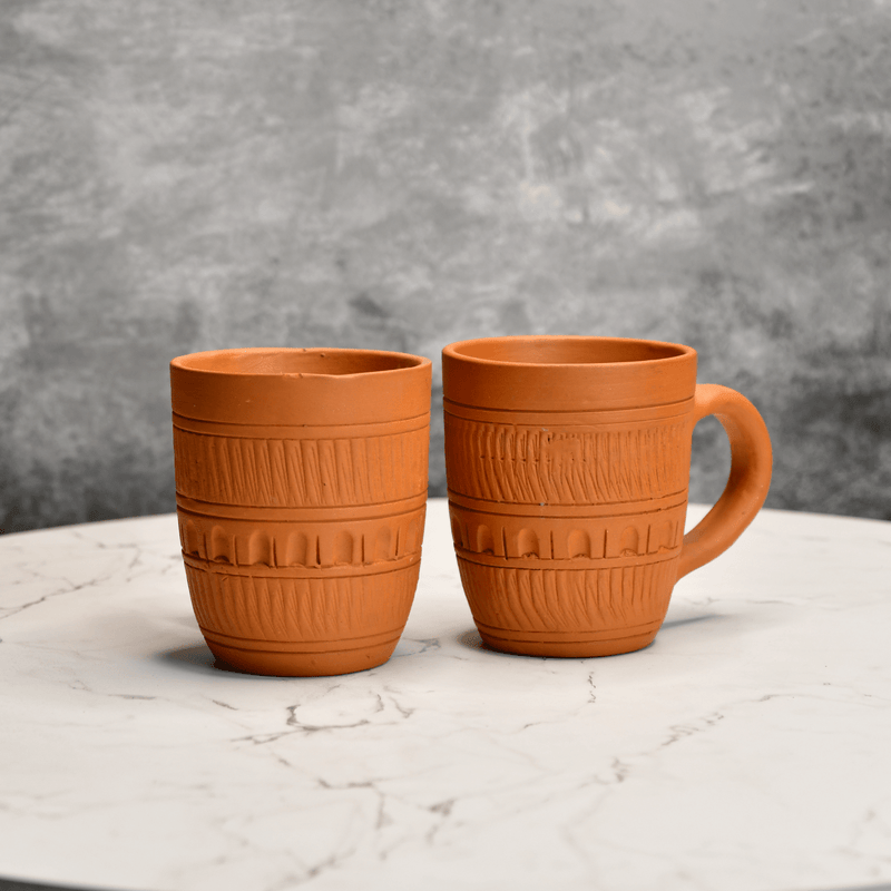 Sowpeace Premium Unglazed Terracotta Drink Mugs (Set of 2) | Handcrafted Rustic Brown Coffee & Tea Cups for Gifting & Daily Use – view 1