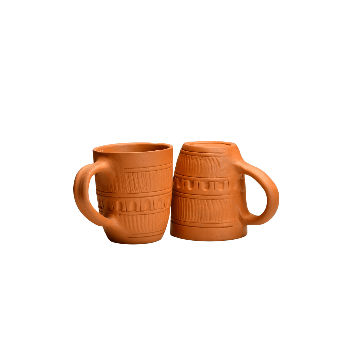 Sowpeace Premium Unglazed Terracotta Drink Mugs (Set of 2) | Handcrafted Rustic Brown Coffee & Tea Cups for Gifting & Daily Use - Sowpeace - 