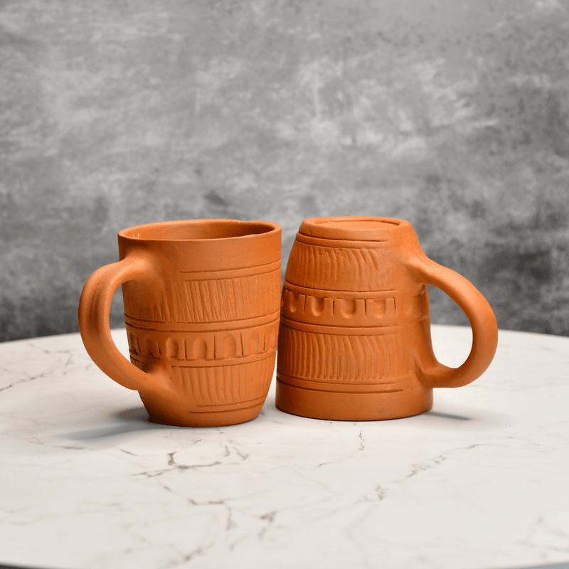 Sowpeace Premium Unglazed Terracotta Drink Mugs (Set of 2) | Handcrafted Rustic Brown Coffee & Tea Cups for Gifting & Daily Use – view 3