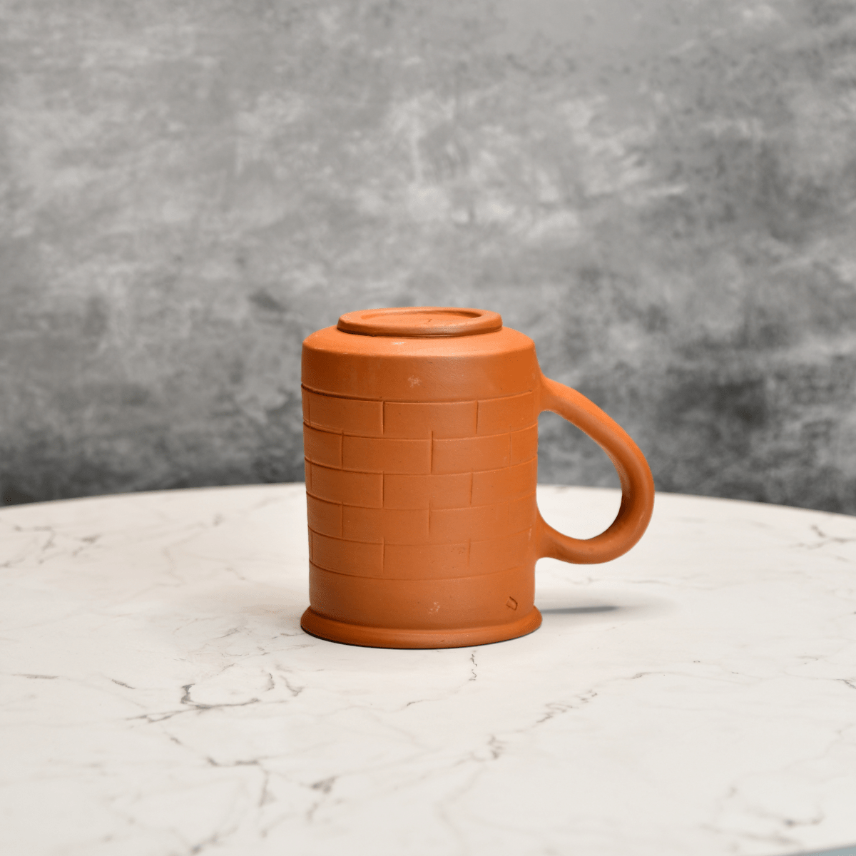 Sowpeace Premium Unglazed Terracotta Imprinted Drink Mugs (Set of 2) | Handcrafted Rustic Brown Coffee & Tea Cups for Gifting & Daily Use - Sowpeace - 