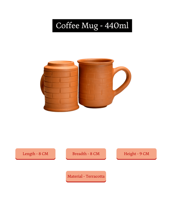 Sowpeace Premium Unglazed Terracotta Imprinted Drink Mugs (Set of 2) | Handcrafted Rustic Brown Coffee & Tea Cups for Gifting & Daily Use — image 7