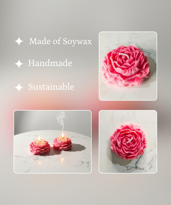 Sowpeace Red Rose Soywax Candle Set of 2 – Hand-Poured, Vegan, Unscented Decorative Gift — image 4