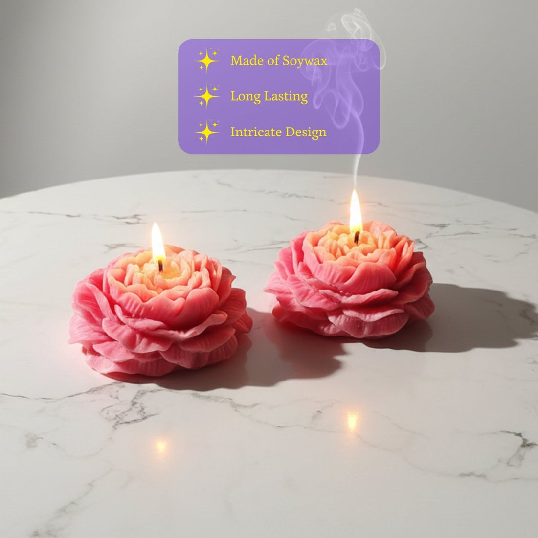 Sowpeace Red Rose Soywax Candle Set of 2 – Hand - Poured, Vegan, Unscented Decorative Gift - Sowpeace - 