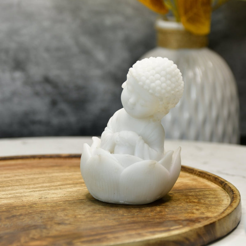 Sowpeace Resting Baby Monk | Elegant White Resin Spiritual Figurine for Peaceful Home Décor & Gifting – view 2