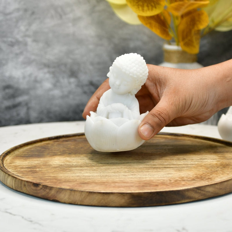 Sowpeace Resting Baby Monk | Elegant White Resin Spiritual Figurine for Peaceful Home Décor & Gifting – view 4