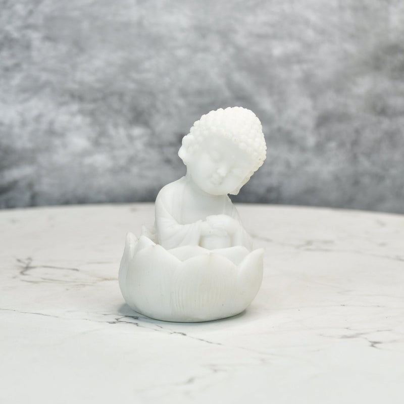 Sowpeace Resting Baby Monk | Elegant White Resin Spiritual Figurine for Peaceful Home Décor & Gifting – view 6