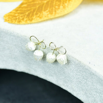 Sowpeace Ribbon Flower Gold Stainless Steel Earrings | Elegant One‑Size Lightweight Jewelry for Women & Daily Wear - Sowpeace - 