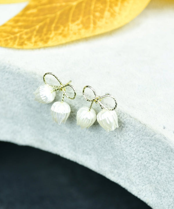 Sowpeace Ribbon Flower Gold Stainless Steel Earrings | Elegant One‑Size Lightweight Jewelry for Women & Daily Wear — main view