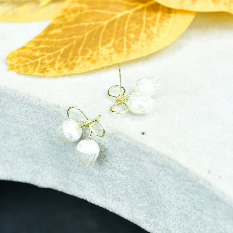 Sowpeace Ribbon Flower Gold Stainless Steel Earrings | Elegant One‑Size Lightweight Jewelry for Women & Daily Wear