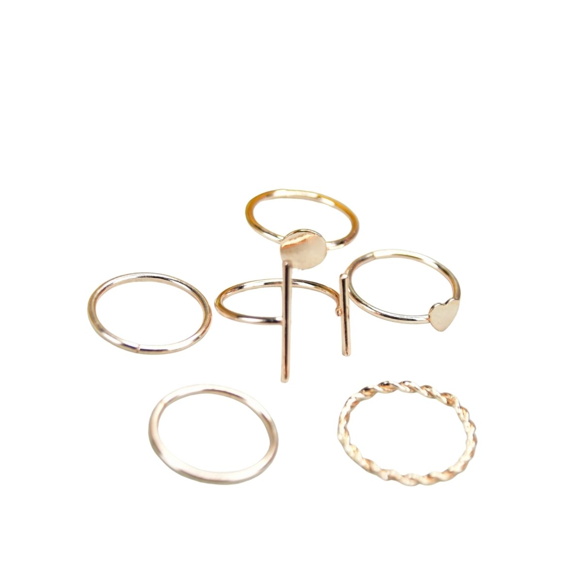 Sowpeace Rose Gold 6 Ring Set Stainless Steel | Elegant One‑Size Adjustable Jewelry for Women & Men - Sowpeace - 