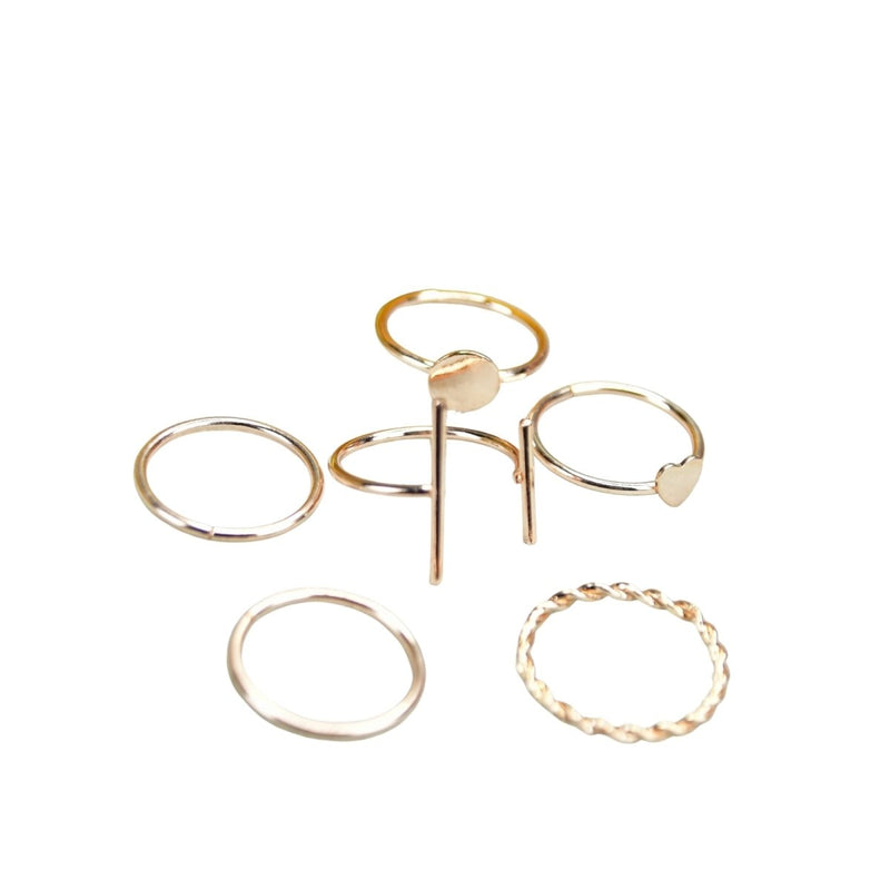 Sowpeace Rose Gold 6 Ring Set Stainless Steel | Elegant One‑Size Adjustable Jewelry for Women & Men – view 5