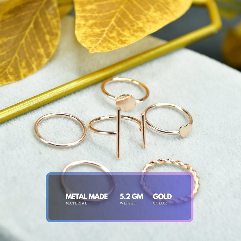 Sowpeace Rose Gold 6 Ring Set Stainless Steel | Elegant One‑Size Adjustable Jewelry for Women & Men – view 3