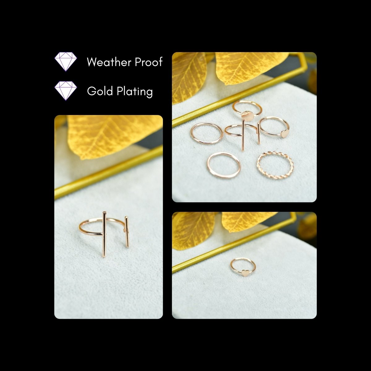 Sowpeace Rose Gold 6 Ring Set Stainless Steel | Elegant One‑Size Adjustable Jewelry for Women & Men - Sowpeace - 