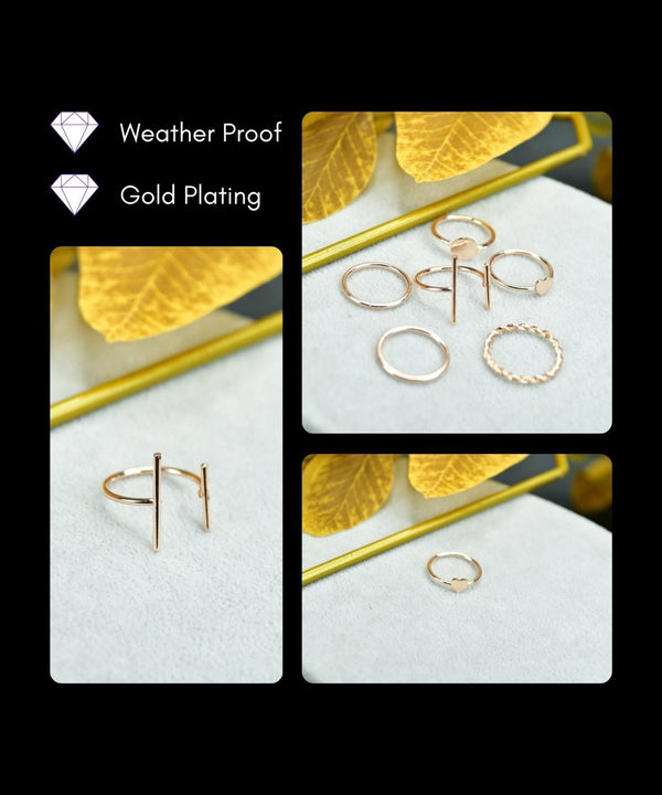 Sowpeace Rose Gold 6 Ring Set Stainless Steel | Elegant One‑Size Adjustable Jewelry for Women & Men — image 4