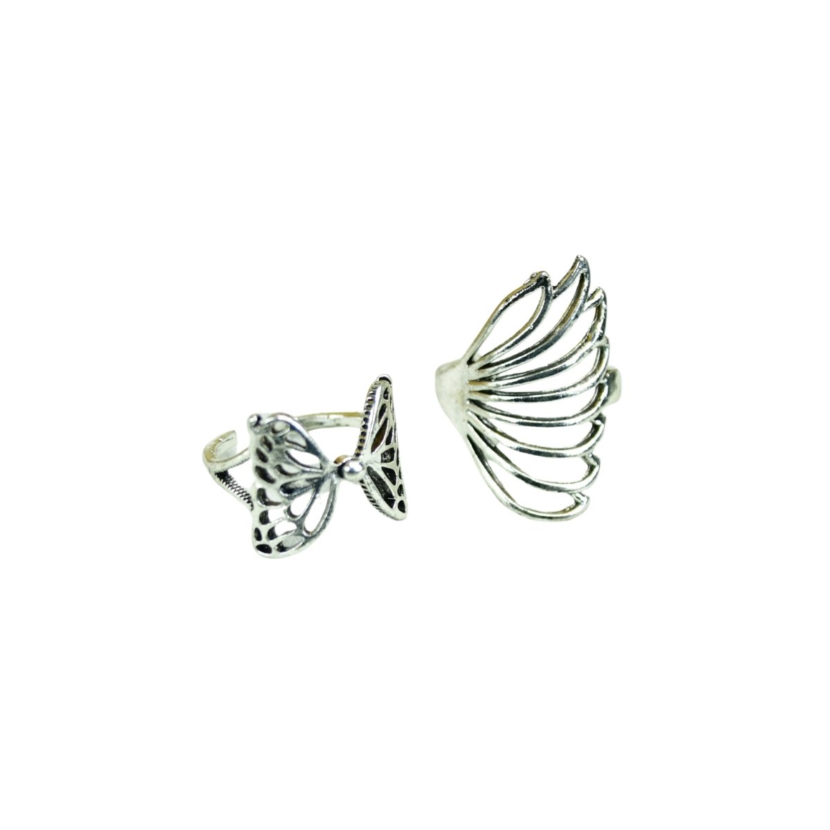 Sowpeace Rose Silver Butterfly Ring Set Stainless Steel | Elegant One‑Size Adjustable Jewelry for Women & Men - Sowpeace - 