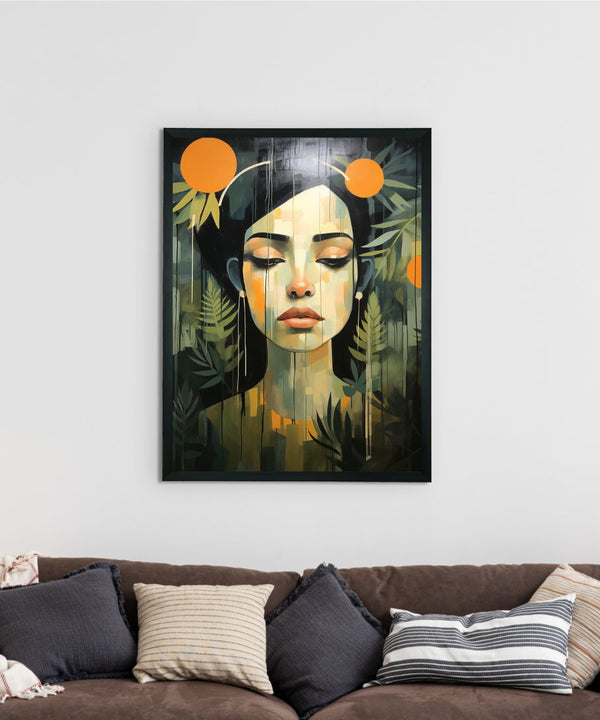 Solitude in Blooms: Sowpeace Handcrafted Canvas Art – Premium Indian-Inspired Print for Elegant and Tranquil Home Decor — image 2