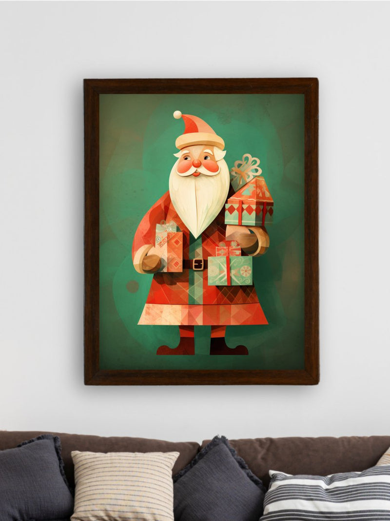 Sowpeace Santa: Premium Ho-Ho-Holiday Bliss Canvas – Handcrafted Indian-Inspired Wall Art for Festive Home Decoration – view 3