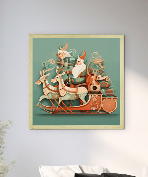 Sowpeace: Santa & Reindeer – Premium Wall Art Wonderland – Handcrafted Indian-Inspired Prints for Stylish Holiday Decor — image 4