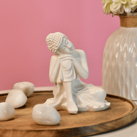 Sowpeace Serene Thoughts Decorative Piece | Elegant White Resin Sculpture for Home Décor & Gifting
