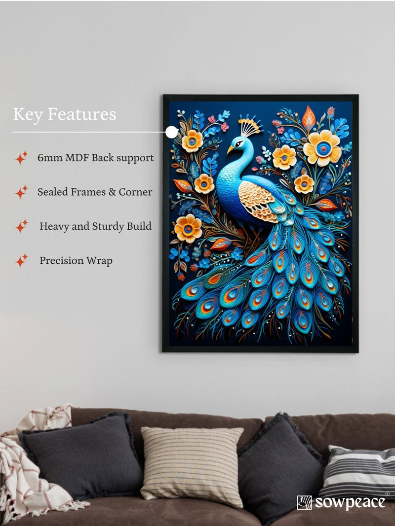 Sowpeace Serenity: Handcrafted Peacock Blooms Tranquility – Premium Canvas Art for Elegant and Peaceful Home Decor – view 6