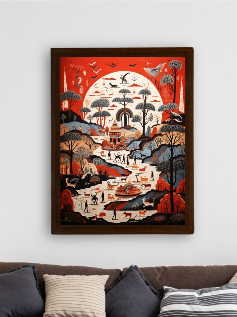 Sowpeace Serenity: Handcrafted Sunlit Birdsong Symphony – Premium Indian-Inspired Canvas Print for Elegant Home Decoration – view 3