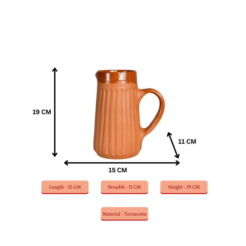 Sowpeace Small Terracotta Ceramic Pitcher with Lid – Handcrafted Mini Water Jug for Rustic Kitchen & Table Décor – 1000ml – view 5