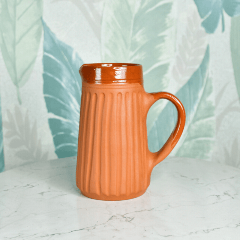 Sowpeace Small Terracotta Ceramic Pitcher with Lid – Handcrafted Mini Water Jug for Rustic Kitchen & Table Décor – 1000ml – view 4