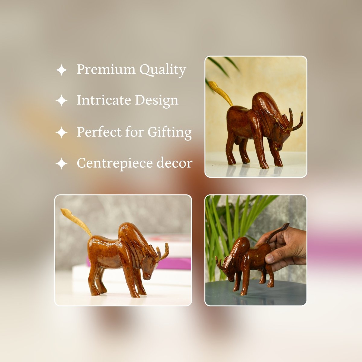 Sowpeace Small Wooden Ox: Artisan Home Decor - Tabletop - Sowpeace - Animal - New Arrivals