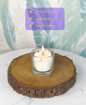 Sowpeace Soywax Flower Candle Set of 2 in Glass – Hand-Poured, Vegan, Unscented Decorative Gift — alternate view