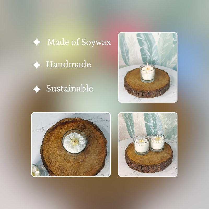 Sowpeace Soywax Flower Candle Set of 2 in Glass – Hand-Poured, Vegan, Unscented Decorative Gift – view 4