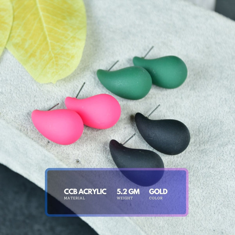 Sowpeace Teardrop CCB Earrings Set – Pink, Green & Black | Elegant One‑Size Lightweight Jewelry for Women & Daily Wear – view 4