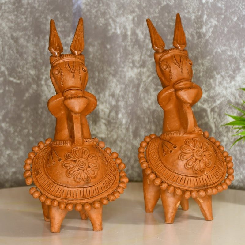 Sowpeace Terracotta Kathakali Horse: Artisan Tabletop Decor – view 6