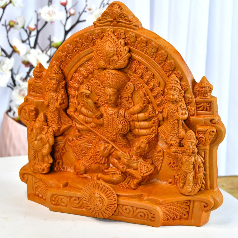 Sowpeace Terracotta Large Durga: Artisan Tabletop Decor - Sowpeace