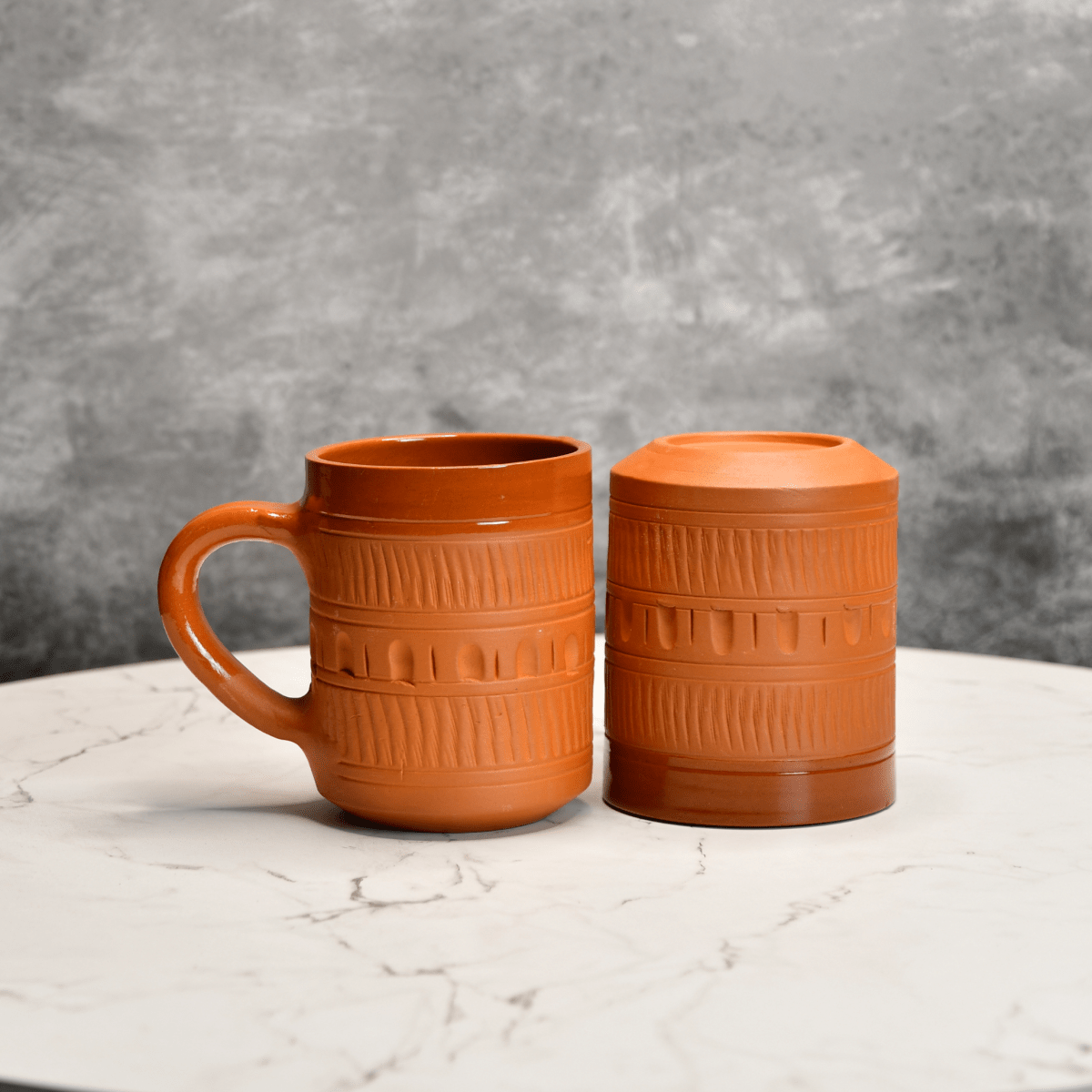 Sowpeace Traditional Terracotta Coffee Mugs (Set of 2) | Handcrafted Brown Tea & Coffee Cups for Gifting & Daily Use - Sowpeace - 