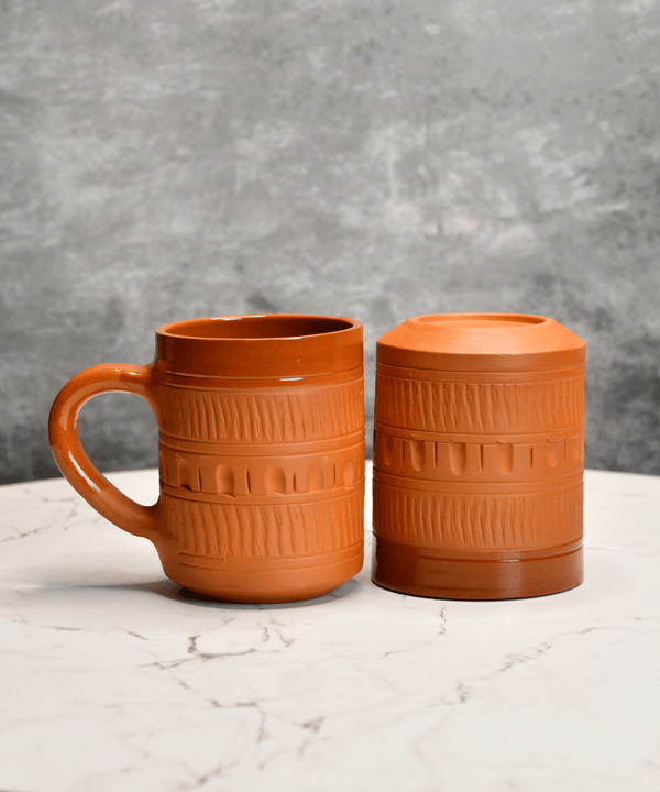 Sowpeace Traditional Terracotta Coffee Mugs (Set of 2) | Handcrafted Brown Tea & Coffee Cups for Gifting & Daily Use — image 3