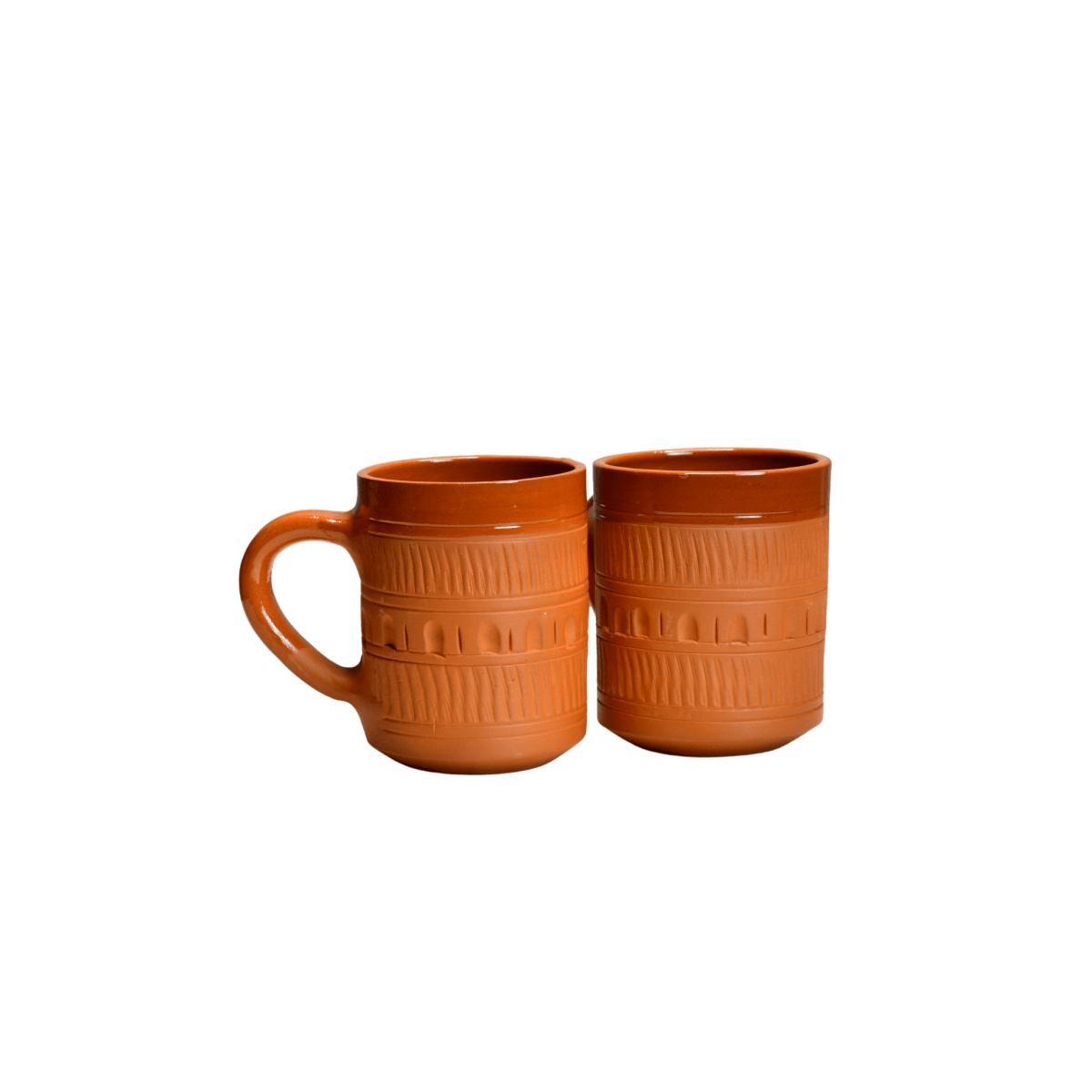 Sowpeace Traditional Terracotta Coffee Mugs (Set of 2) | Handcrafted Brown Tea & Coffee Cups for Gifting & Daily Use - Sowpeace - 