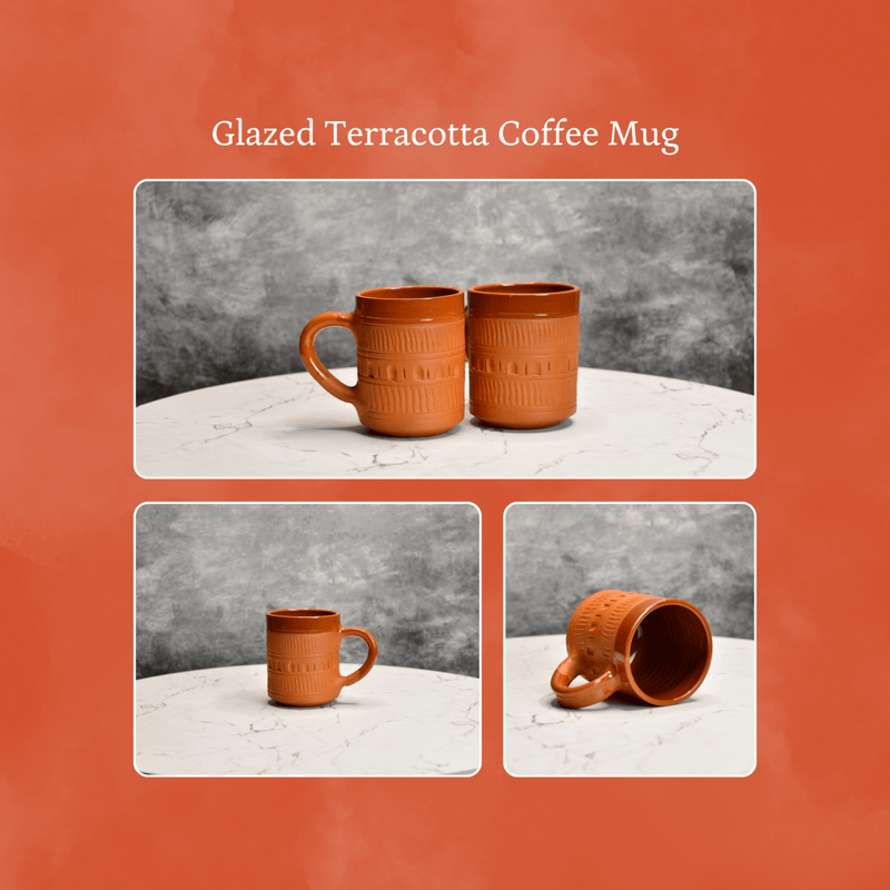 Sowpeace Traditional Terracotta Coffee Mugs (Set of 2) | Handcrafted Brown Tea & Coffee Cups for Gifting & Daily Use – view 6